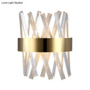 Modern gold clear crystal sconce bedroom wall fixture height 12in