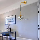 Modern gold clear glass wall light bedroom flower deco cloth