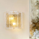 Modern gold clear ripple glass wall sconce bedroom light