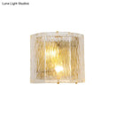 Modern gold clear ripple glass wall sconce bedroom light