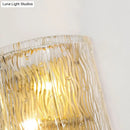 Modern gold clear ripple glass wall sconce bedroom light