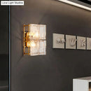 Modern gold clear water glass wall sconce 2 lights bedroom