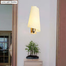 Modern gold coolie shade sconce light – bedroom milk glass wall lamp