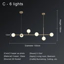 Modern gold copper ceiling chandelier living room glass globe light