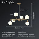 Modern gold copper ceiling chandelier living room glass globe light