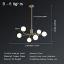 Modern gold copper ceiling chandelier living room glass globe light