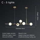 Modern gold copper ceiling chandelier living room glass globe light