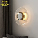 Modern gold cracked glass wall lamp bedroom amber sconce