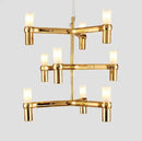 Modern gold crown major chandelier foyer geometric glass light