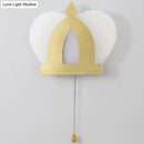 Modern gold crown wall lamp bedroom light with pull chain