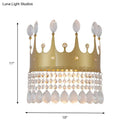 Modern gold crown wall lamp with crystal droplets bedroom led light