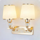 Modern gold crystal bedside wall sconce bedroom light with fabric shades