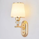 Modern gold crystal bedside wall sconce bedroom light with fabric shades