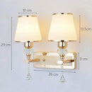 Modern gold crystal bedside wall sconce bedroom light with fabric shades