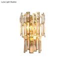 Modern gold crystal block sconce lighting bedroom wall lamp
