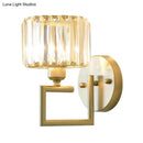 Modern gold crystal block wall sconce – bedroom lighting