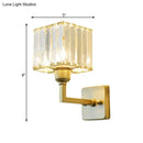 Modern gold crystal block wall sconce – bedroom lighting