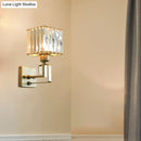 Modern gold crystal block wall sconce – bedroom lighting