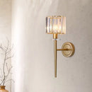 DecorBites™ Gold Crystal Block Wall Sconce with Iron Pencil Arm - Cylindrical Design, 1 Light Fixture