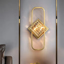 DecorBites™ Modern Gold Wall Lamp with Clear Crystal Blocks - Square Wall Lighting in a Rectangular Frame