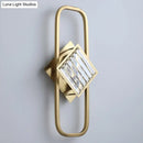DecorBites™ Modern Gold Wall Lamp with Clear Crystal Blocks - Square Wall Lighting in a Rectangular Frame