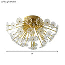 Modern gold crystal bouquet semi flush mount – bedroom ceiling light