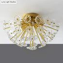 Modern gold crystal bouquet semi flush mount – bedroom ceiling light