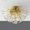 Modern gold crystal bouquet semi flush mount – bedroom ceiling light