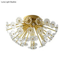 Modern gold crystal bouquet semi flush mount – bedroom ceiling light