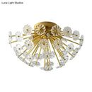 Modern gold crystal bouquet semi flush mount – bedroom ceiling light