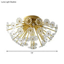 Modern gold crystal bouquet semi flush mount – bedroom ceiling light