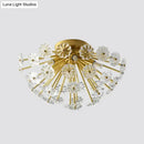 Modern gold crystal bouquet semi flush mount – bedroom ceiling light