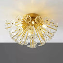 Modern gold crystal bouquet semi flush mount – bedroom ceiling light
