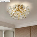 Modern gold crystal bouquet semi flush mount – bedroom ceiling light