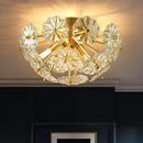 Modern gold crystal bouquet semi flush mount – bedroom ceiling light