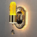 Modern gold crystal carved flower wall light bedroom sconce