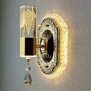 Modern gold crystal carved flower wall light bedroom sconce