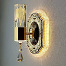 Modern gold crystal carved flower wall light bedroom sconce