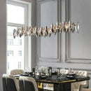 Modern gold crystal ceiling chandelier living room leaf pendant