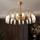 Modern gold crystal ceiling fan lights living room chandelier