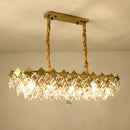 DecorBites™ Modern Gold Finish Crystal Chandelier - 10 Bulbs Oval Island Ceiling Light Fixture
