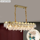 DecorBites™ Modern Gold Finish Crystal Chandelier - 10 Bulbs Oval Island Ceiling Light Fixture