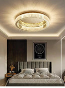 Modern gold crystal circle led chandelier living room light