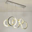 Modern gold crystal circle led pendant chandelier dining room