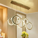 Modern gold crystal circle led pendant chandelier dining room