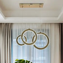 Modern gold crystal circle led pendant chandelier dining room