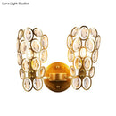 DecorBites™ Modern Gold Circles Wall Sconce Light with Crystal Deco - 2 Lights for Bedroom