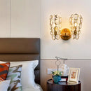 DecorBites™ Modern Gold Circles Wall Sconce Light with Crystal Deco - 2 Lights for Bedroom