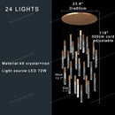 Modern gold crystal circular staircase chandelier villa foyer light
