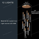Modern gold crystal circular staircase chandelier villa foyer light